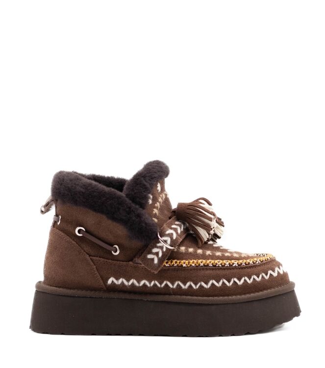 NAN-KU Couture NAN-KU Couture dames enkelboots gevoerd bruin Coffee Nan Ku Dames Enkellaarzen in Bruin online kopen