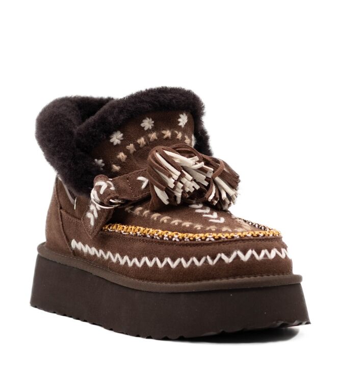 NAN-KU Couture NAN-KU Couture dames enkelboots gevoerd bruin Coffee Nan Ku Dames Enkellaarzen in Bruin online kopen