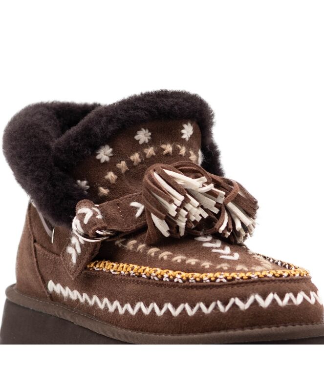 NAN-KU Couture NAN-KU Couture dames enkelboots gevoerd bruin Coffee Nan Ku Dames Enkellaarzen in Bruin online kopen