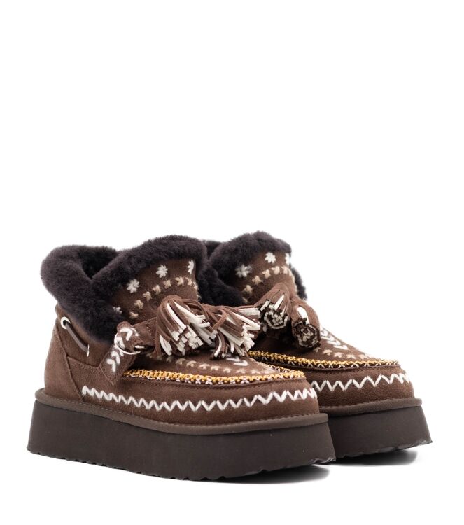 NAN-KU Couture NAN-KU Couture dames enkelboots gevoerd bruin Coffee Nan Ku Dames Enkellaarzen in Bruin online kopen