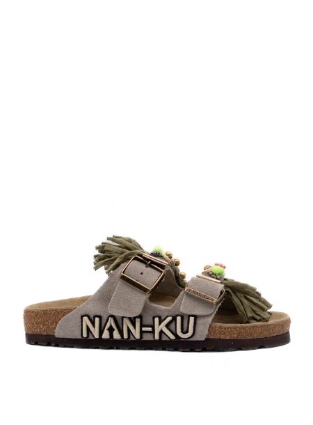 Nan-ku couture Dames slippers rubberzolen grijs