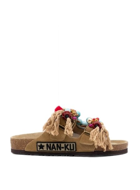 Nan-ku couture Dames slippers rubberzolen natur