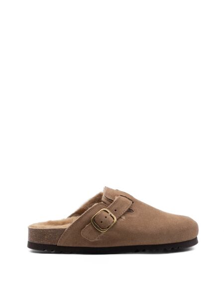 Scholl Dames muiltjes gevoerd taupe