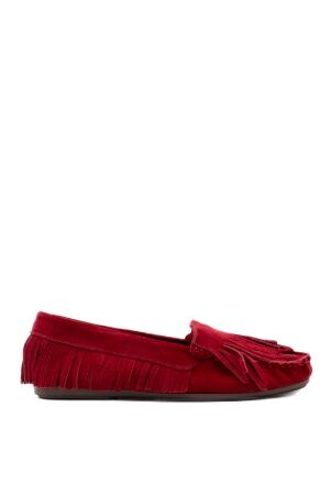 BTMR dames mocassins rood suede