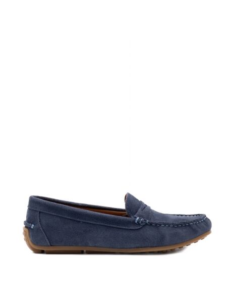 Belang Dames mocassins blauw suede