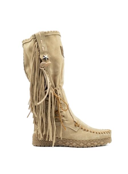 El vaquero Dames laars sleehak beige
