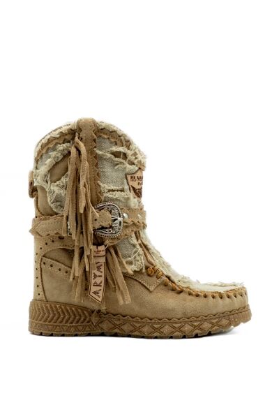 El Vaquero dames enkellaars sleehak beige