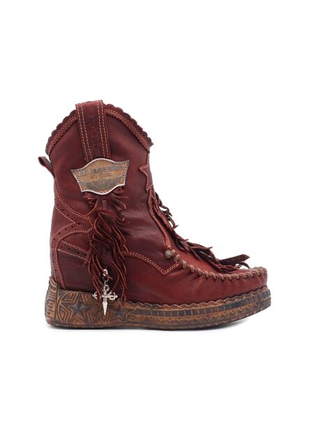 El vaquero Dames enkelboots sleehak rood