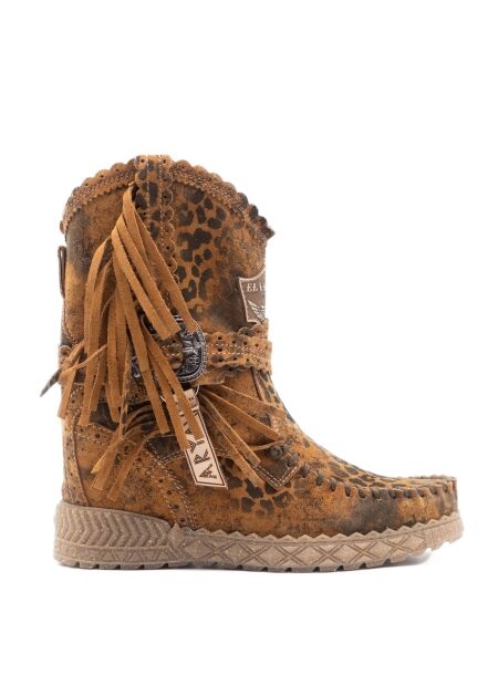 El vaquero Dames enkelboots sleehak naturel