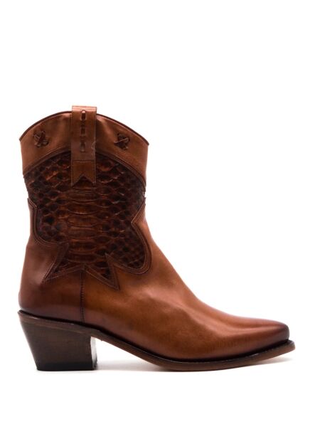 Cordwainer Dames enkellaarsjes cognac