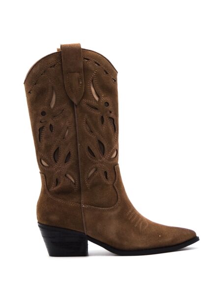 La strada Dames cowboyboots taupe sude