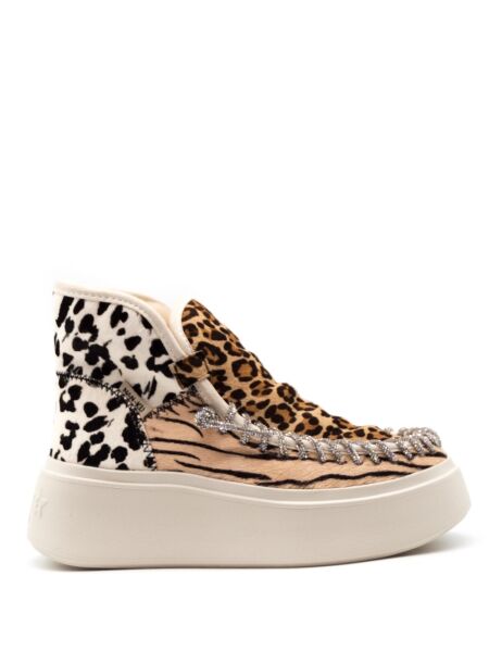 Nan-ku Dames enkelboots gevoerd leopard