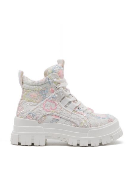 Buffalo Dames halfhoge veterschoenen wit