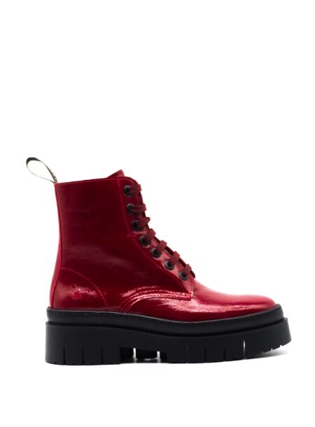 Art Dames veterboots plateau rood