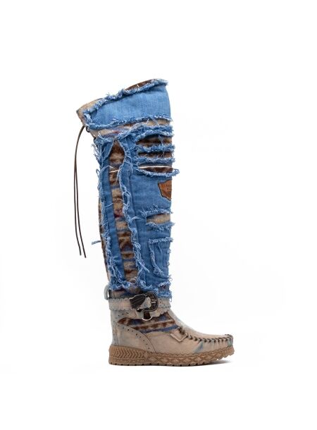 El vaquero Dames overkneelaarzen denim