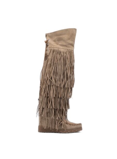 El vaquero Dames overkneelaarzen beige