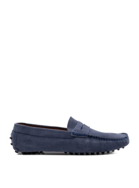 Belang Heren mocassins blauw suede
