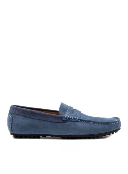 Belang Heren mocassins blauw suede