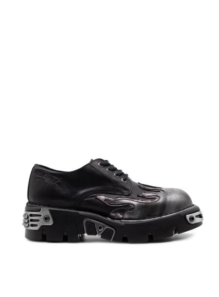 New rock Heren veterschoen plateau zwart