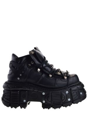 New Rock heren platform veterboots zwart