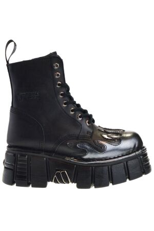 New Rock heren platform veterboots zwart