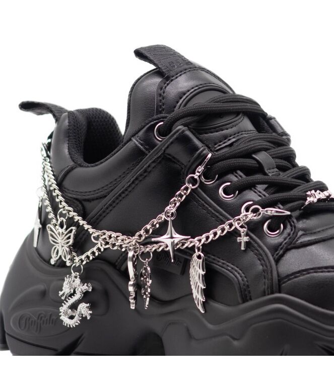 Buffalo Buffalo dames sneakers zwart vegan Black Vegan Buffalo Dames Sneakers in Naturel Leo Multi online kopen