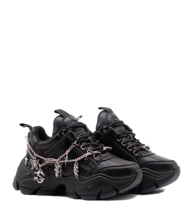 Buffalo Buffalo dames sneakers zwart vegan Black Vegan Buffalo Dames Sneakers in Naturel Leo Multi online kopen