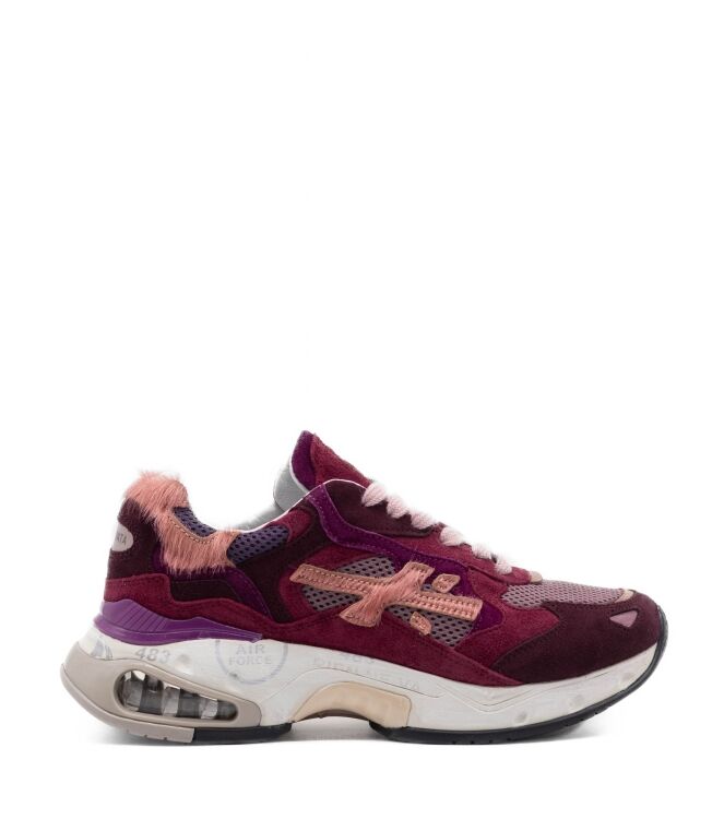 Premiata Premiata dames sneakers bordeaux rood com Var421 Premiata Dames Sneakers in Rood Combi online kopen