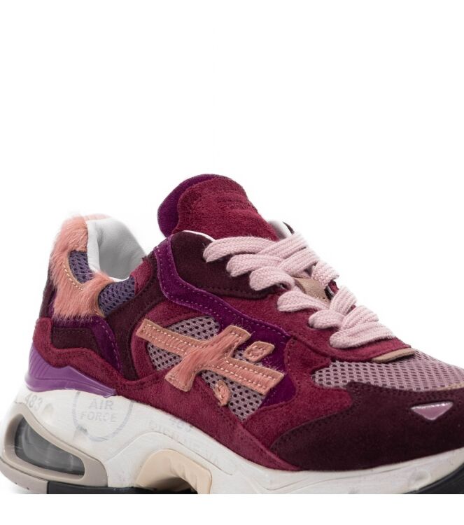 Premiata Premiata dames sneakers bordeaux rood com Var421 Premiata Dames Sneakers in Rood Combi online kopen