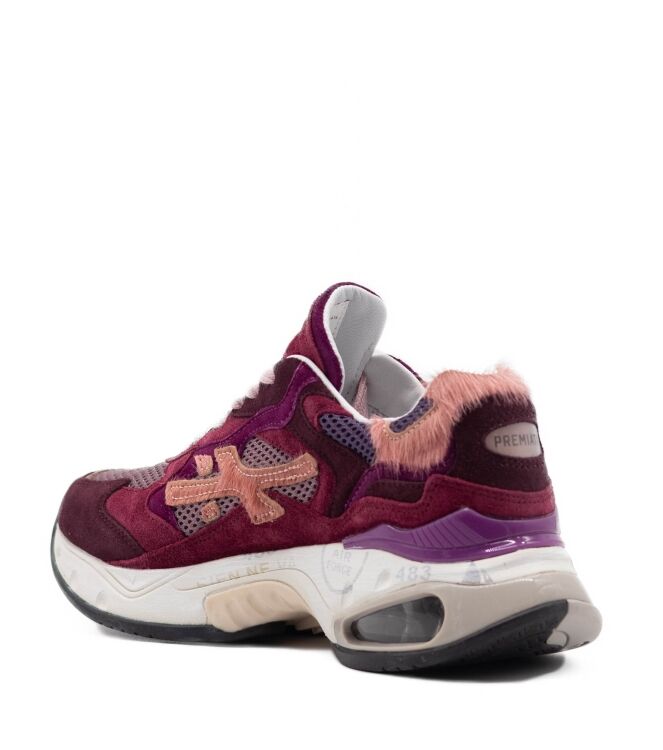 Premiata Premiata dames sneakers bordeaux rood com Var421 Premiata Dames Sneakers in Rood Combi online kopen