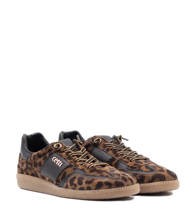 Cetti Cetti dames sneakers leopard Leopardo Tabac Cetti Dames Sneakers in Bruin Leo Combi online kopen