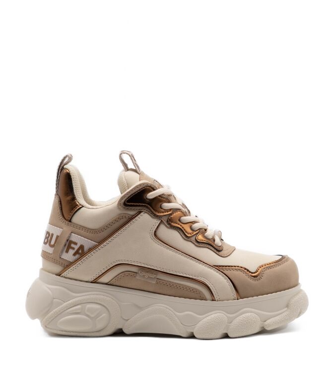 Buffalo Buffalo dames sneakers plateau beige Beige Kopper Vegan Buffalo Dames Platform Sneakers in Beige online kopen