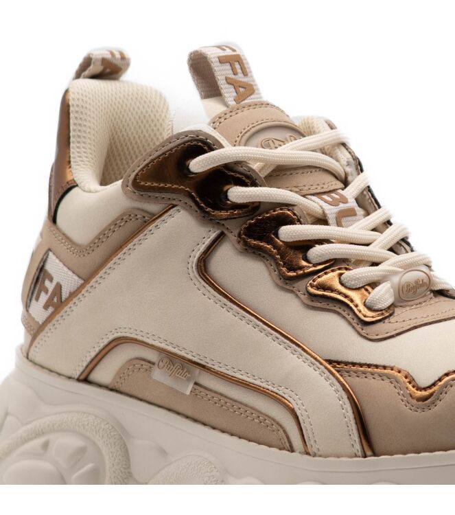 Buffalo Buffalo dames sneakers plateau beige Beige Kopper Vegan Buffalo Dames Platform Sneakers in Beige online kopen