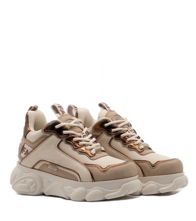 Buffalo Buffalo dames sneakers plateau beige Beige Kopper Vegan Buffalo Dames Platform Sneakers in Beige online kopen