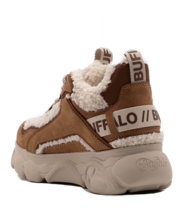 Buffalo Buffalo dames sneakers gevoerd beige Beige Brown Vegan Buffalo Dames Sneakers in Beige Cognac online kopen