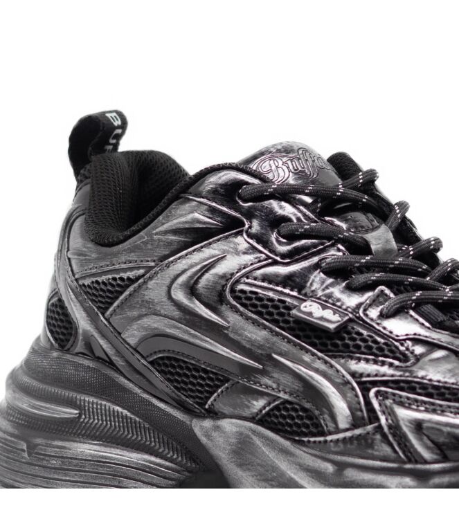 Buffalo Buffalo heren sneakers zwart Black/Silver Vintage Buffalo Heren Sneakers in Zwart/Zilver online kopen