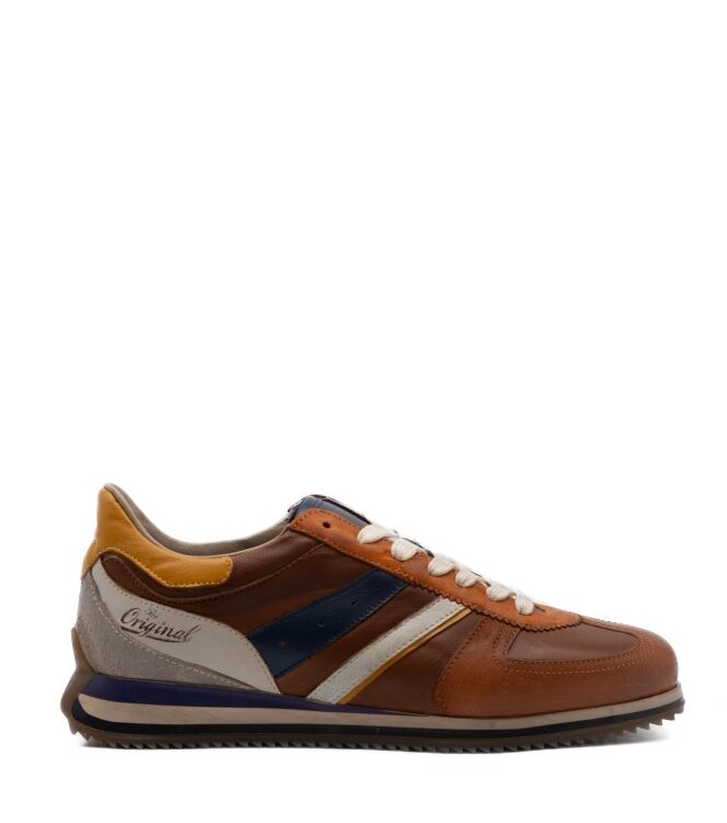 Kamo Gutsu Kamo Gutsu heren sneakers bruin combi Arancio Denim Kamo Gutsu Heren Sneakers in Bruin Combinatie online kopen