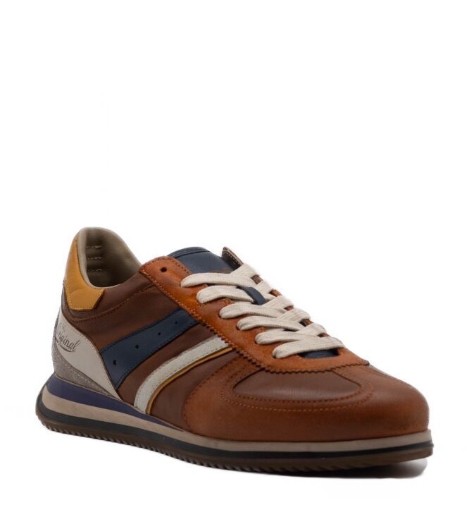 Kamo Gutsu Kamo Gutsu heren sneakers bruin combi Arancio Denim Kamo Gutsu Heren Sneakers in Bruin Combinatie online kopen