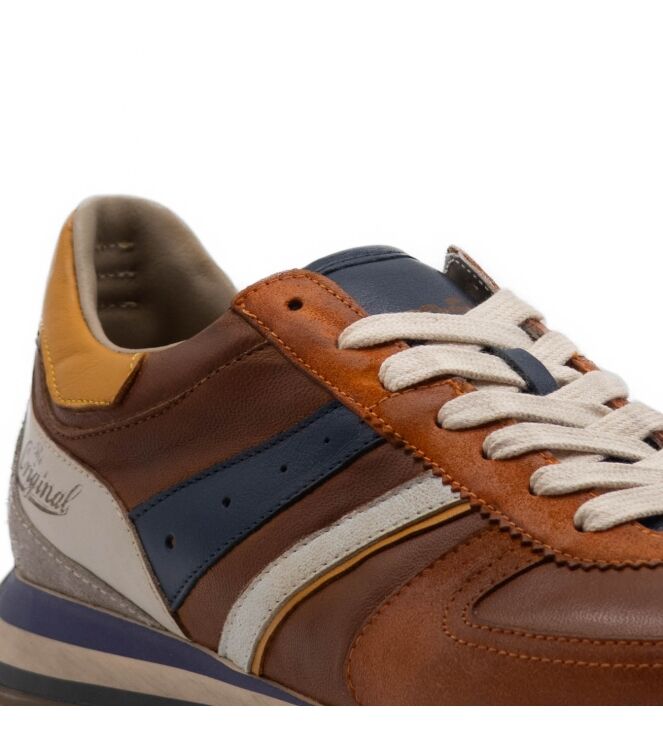 Kamo Gutsu Kamo Gutsu heren sneakers bruin combi Arancio Denim Kamo Gutsu Heren Sneakers in Bruin Combinatie online kopen