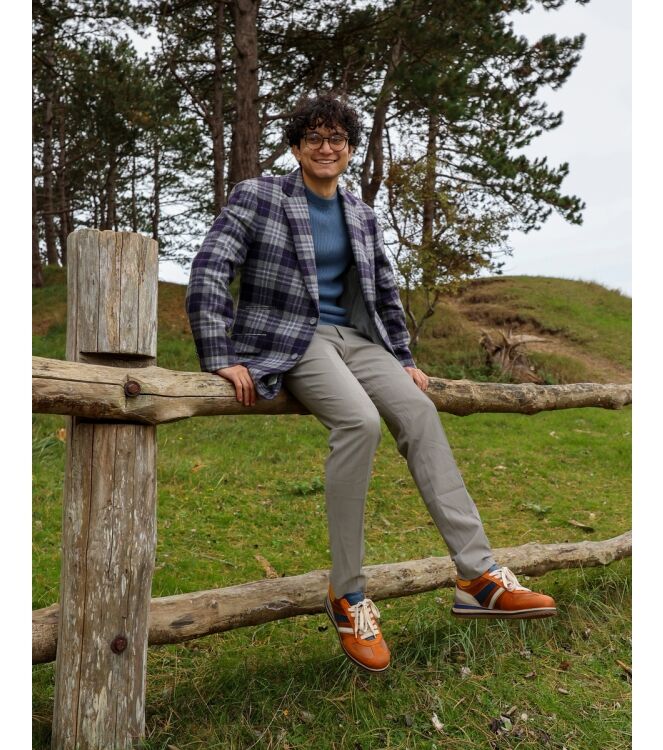 Kamo Gutsu Kamo Gutsu heren sneakers bruin combi Arancio Denim Kamo Gutsu Heren Sneakers in Bruin Combinatie online kopen